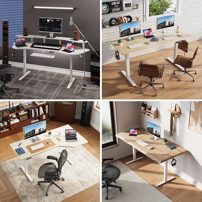 Dual Motor Standing Desk Frame for 40-63 in Tops, 264 lb, White | Frame Only, Fits 40-63 x 24-28 in Tops, 28.3-46.5 in Height, 2+3 Controls, ≤45 dB, 264 lb Capacity