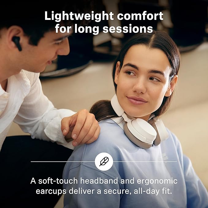 Sennheiser ACCENTUM Wireless Bluetooth Headphones – Hybrid ANC Noise Cancelling, 50‑Hour Battery, Lightweight Over‑Ear Design, Clear Calls, Travel & Work Headset, White