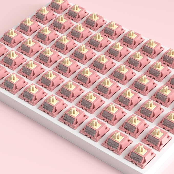 Zjmehty Outemu (Gaote) Red Bean Creamy Linear Pre-Lubricated Keyboard Switches with Diffuser for MX Mechanical Keyboards (90PCS)