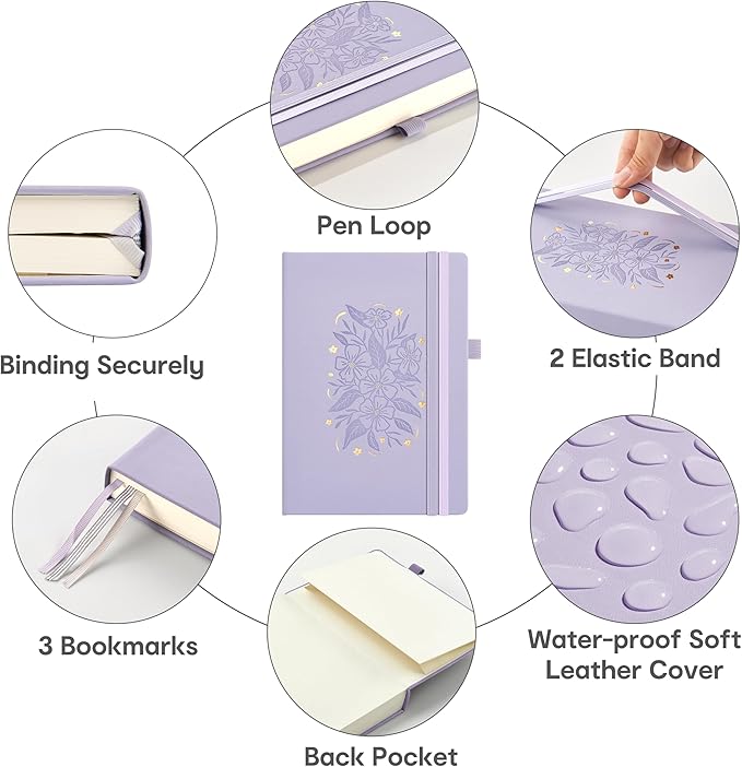 &And Per Se 365 Page Journal – A5 Hardcover Lined Notebook, One Book for the Whole Year, 100gsm Thick Paper, Numbered Pages & 3 Bookmarks, Annual Diary for Daily Writing (Lavender)