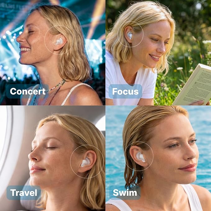 Silicone Ear Plugs for Sleeping [9 Pairs] by Medi Grade - Custom Fit Soft Silicone Ear Plugs that Block Out Snoring 27dB – Noise Reduction Reusable Earbuds - Bonus Travel Cases, Ear Towel, Hair Ties