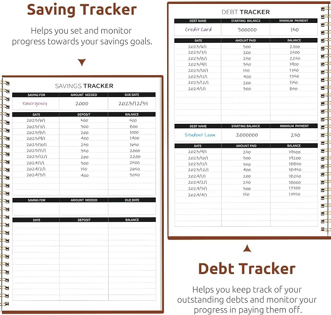 Budget Planner - Monthly Budget Book with Expense Tracker Notebook, Undated Bill Organizer & Finance Planner to Take Control of Your Money, Account Book to Manage Your Finances-Rust Brown