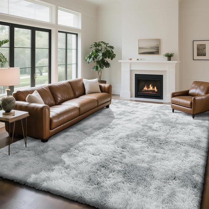 yongyangjuxin Fluffy Rug Shag Area Rug, Mottling Grey 6x9 Area Rugs for Living Room, Large Shag Area Rugs for Bedroom Room Home Decor, Upgrade Anti-Skid Rectangular Fuzzy Rugs