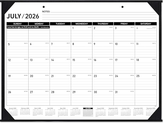 2026-2027 Desk Calendar - JUL. 2026 – DEC. 2027, 22" x 17", Large Desk Calendar 2026-2027, 18 Monthly Large Desk/Wall Calendars 2-in-1, Corner Protector, Desk Pad, Large Ruled Blocks