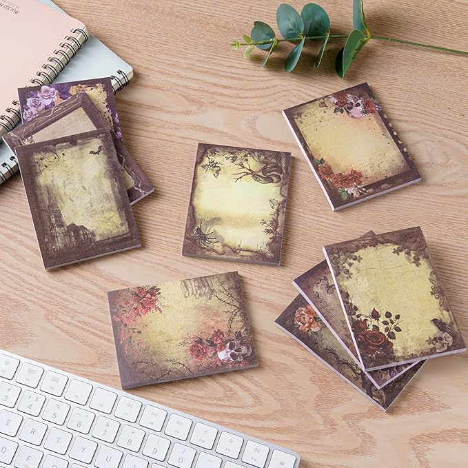 Gothic Sticky Notes - Black Post It Note Gothic Office Supplies Goth Desk Accessories Aesthetic Vintage to Do List Memo Retro School Office Home Supplies Students Teachers Gift