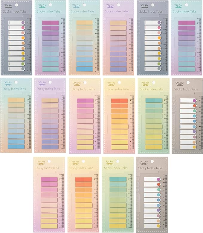 Mr. Pen- Colorful Sticky Tabs, 16 Sets, 3200 pcs, Translucent Page Markers | Water-Resistant Book Tabs for Annotating, Bible Study, Planning, Indexing & Document Organization, Pastel