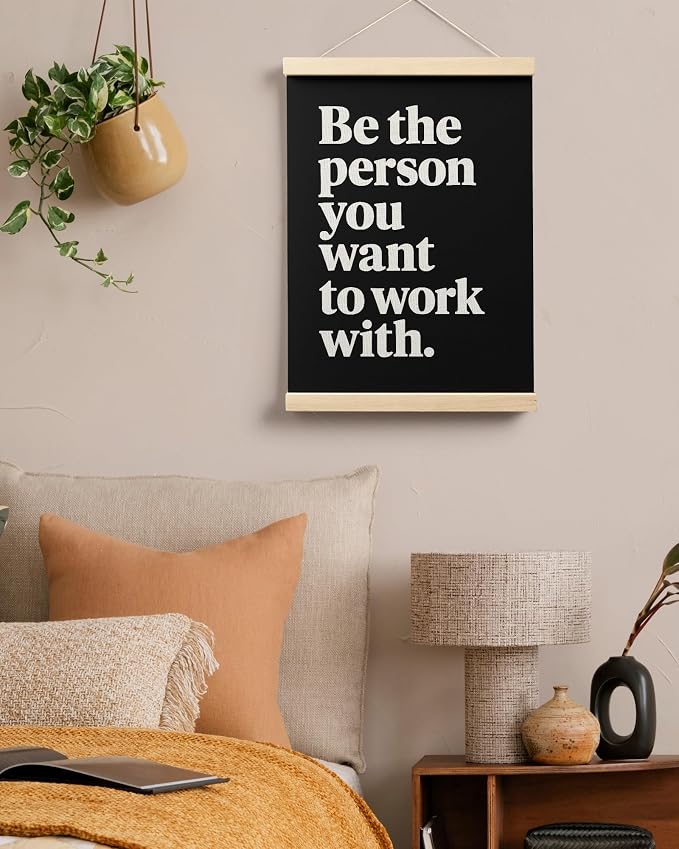 FGFK Be the Person You Want to Work with Inspirational office Framed hanging Canvas wall art Poster Prints decor for women,Trendy Black Motivational posters office decorations for work,12x16 Inch