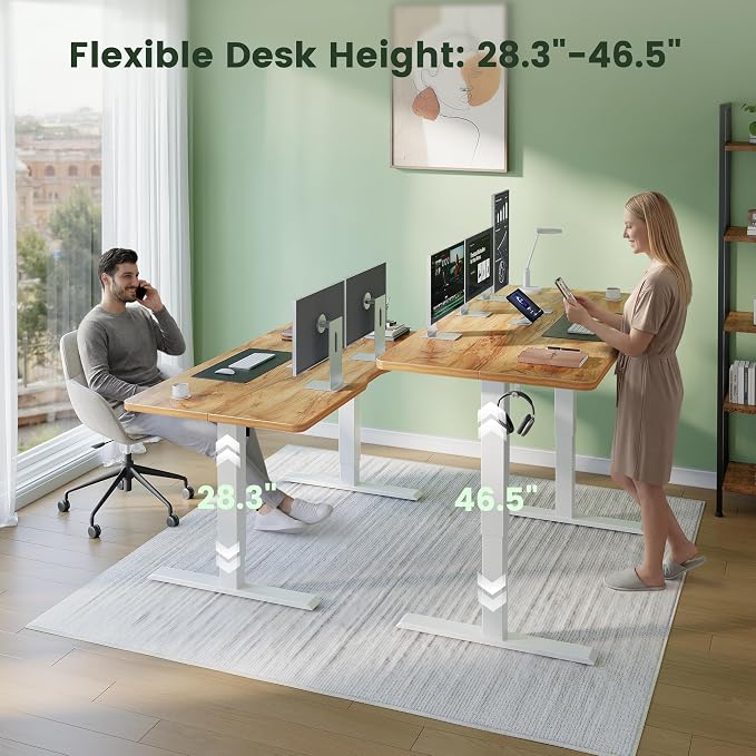 CubiCubi Standing Desk, 48 x 24 Inches Electric Height Adjustable Computer Desk, Sit Stand up Home Office Desk with Memory Presets, Natural