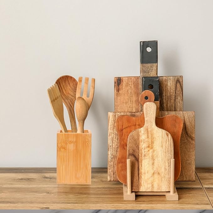 Eco-Friendly Bamboo Pen Holder | Minimalist Wooden Pencil Cup | Natural Desk Organizer Box for Office, School, or Vanity | Sustainable Square Storage Container | Unpainted Finish