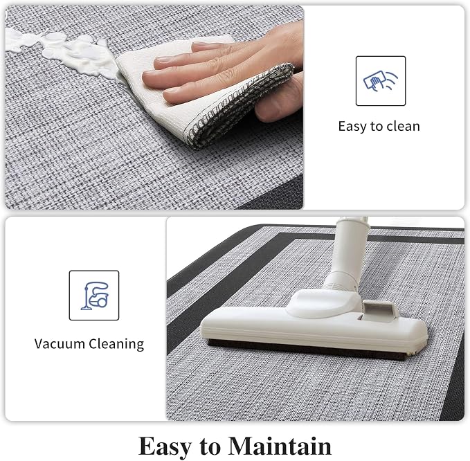 Mattitude Kitchen Mats Set of 2,Cushioned Anti-Fatigue Non-Skid Rug Sets Ergonomic Comfort Standing Mat for Kitchen, Floor, Office, Sink, Laundry, Black and Gray