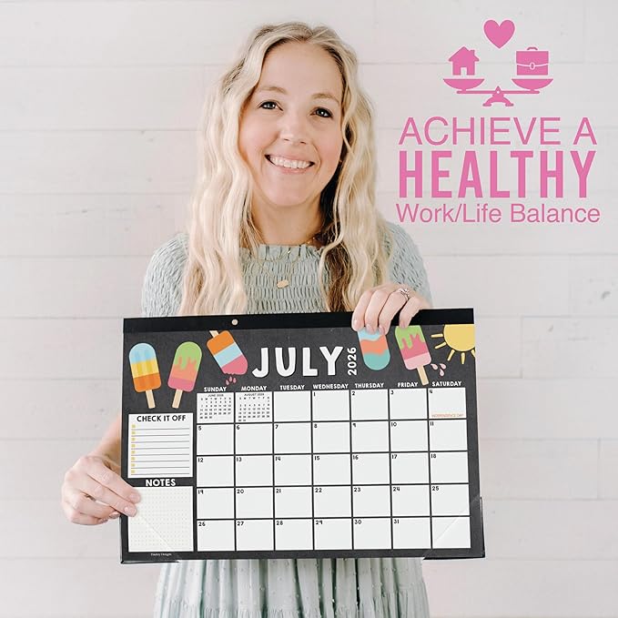 Hadley Designs Large Teacher Desk Calendar 2026-2027 - Desktop Calendar 2026, 18-Month Desk Calendars for Home, Office & Classroom, Cute Classroom Must Haves, Back to School Teacher Gifts