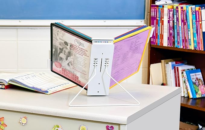Durable Instaview20 Pocket Expandable Desktop Reference System - Letter Size 10 Double-Sided Panels - Assorted Color Borders