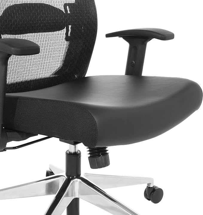 Space Seating 867A Series Adjustable Manager's Office Chair with Breathable Matrix Back and Padded Flip Arms, Black Bonded Leather