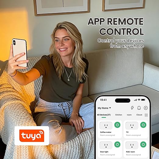 BXST Smart Plug, WiFi Smart Plugs Work with Alexa and Google Home, 15A/1800W Max, Smart Outlet Timer with APP Remote Control, Voice Control, 2.4GHz Wi-Fi, No Hub Required, CE FCC Listed, 1 Pack, White