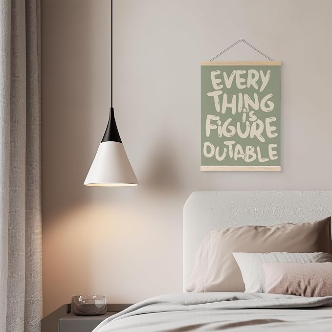 YQDEJ Sage Green Everything Is Figureoutable Inspirational Wall Art Poster Hanger Frame, Positive Affirmations Wall Decor, Motivational Wall Art for Home Office Classroom, 16x24 Inch