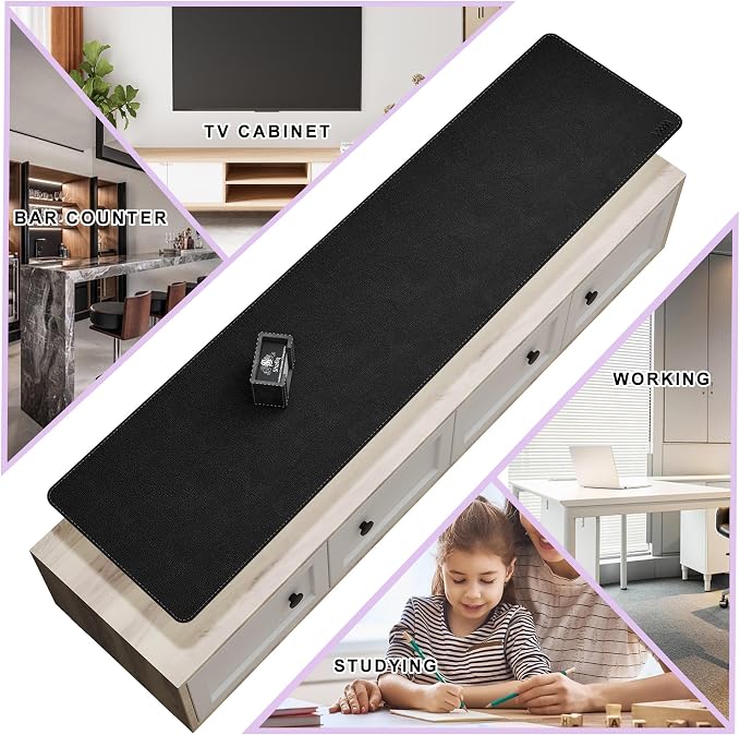 Vyaaa 63"x15.7" PU Leather & Cork Large Desk Mat (Black) - XXL Extended Mouse pad, Reversible Desk Protector, Non-Slip Computer Desk pad for Office, Gaming, Home
