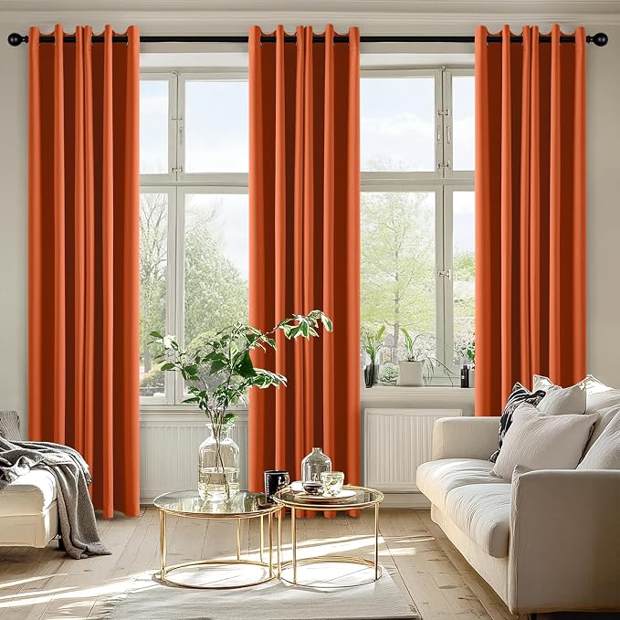 MIULEE Blackout Curtains for Bedroom Living Room 2 Panels, Thermal Insulated Room Darkening Drapes Grommet Noise Reducing Light Blocking Window Treatments 84 Inches Long 40x84 Inch Orange