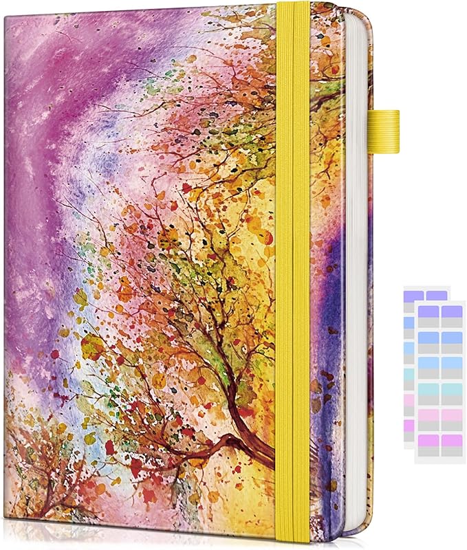 dilitego Lined Journal Notebook for Women Men, 256 Numbered Pages Hardcover Notebooks for Work, A5 Journaling Notebooks, College Ruled Journals for Writing Business School 5.75" x 8.38" Autumn Tree