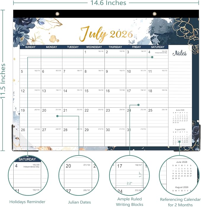 2026-2027 Desk Calendar - 18 Month Desk/Wall Calendar Runs from July 2026 to December 2027, 14.6" x 11.5" Desktop Calendar, Monthly Calendar 2026-2027 for Home Office, or School