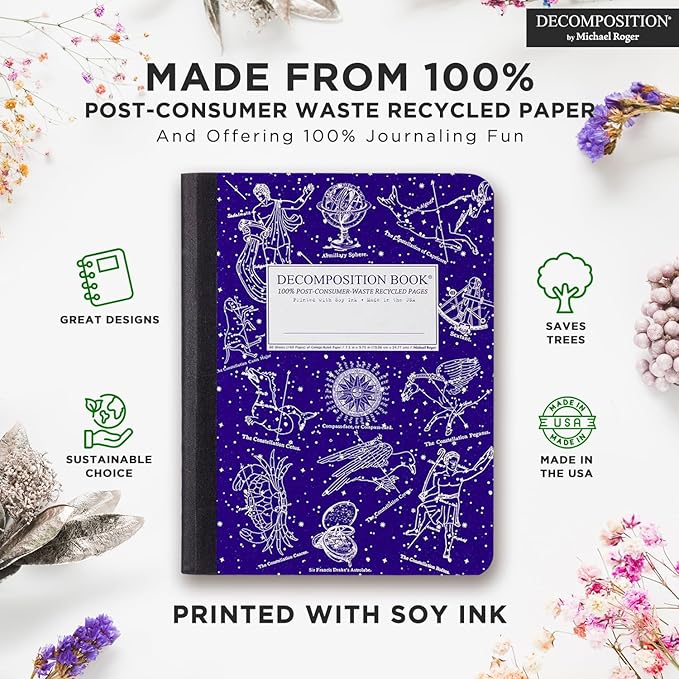 Decomposition Celestial Composition Notebook - 9.75 x 7.5 Journal with 160 Lined Pages - Notebooks for School Supplies, Home & Office - 100% Recycled Paper - Made in USA