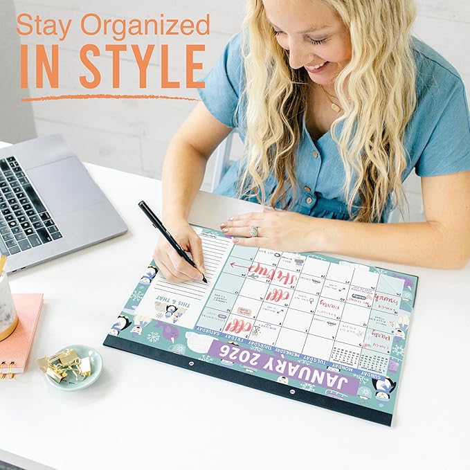 Hadley Designs Large Teacher Desk Calendar 2026-2027 - Desktop Calendar 2026, 18-Month Desk Calendars for Home, Office & Classroom, Cute Classroom Must Haves, Back to School Teacher Gifts