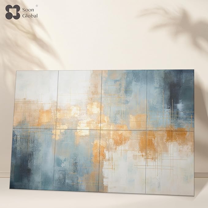 Soon Global 8-Pack Acoustical Wall Panels, 48 X 32 Inches Art Acoustic Panels, Decorative Acoustic Panels, Acoustic Wall Panels, Sound Absorbing Wall Art, Teal Aura