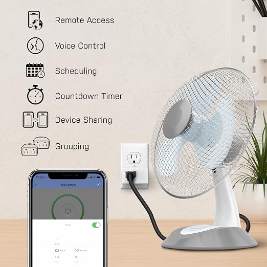 Feit Electric WiFi Compatible with Alexa and Google Home, Feit App, No hub Required, Remote Control from Anywhere 15 Amp Smart Outlet Plug, Indoor, 120 Volts, Plastic, White (Pack of 12)