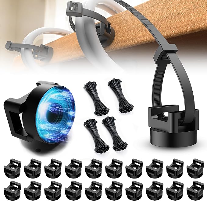 220 Pcs Magnetic Zip Tie Mount Base 26lbs Strong Magnetic Zip Tie Holder Multipurpose Magnet Cable Tie Clips Holder Wire Management Clips for Home Office Marine Electrical Wiring Organization Black