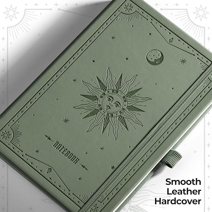 EMSHOI Blank Notebook Journal - 320 Pages, 100gsm Thick Paper, A5 Hardcover Leather, Art Sketchbook for Drawing, Unlined, Plain Sketch Book for Women Men Work Writing, 5.75 X 8.38, Green