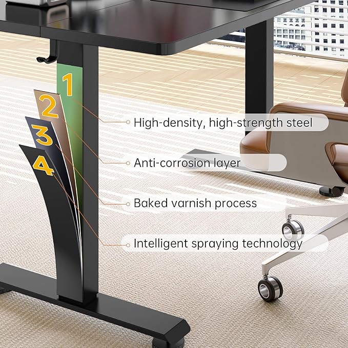 Veken 63x23.6 Inch Large Electric Standing Desk, Heights Adjustable,Sit to Stand Up, Work Home Office Computer Table for Walking Pad, Wooden Desktop Desks, Black