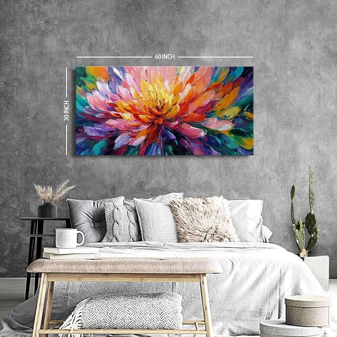 AIYISU Abstract Lotus Wall Art Zen Wall Decor Large Colorful Lotus Flower Pictures for Bedroom Yoga Spa Room Abstract Blossom Floral Canvas Prints Meditation Artwork Living Room Home Decoration 30x60