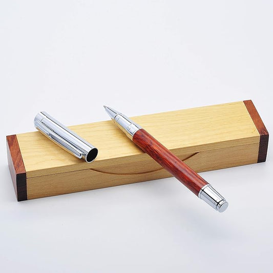 LACHIEVA LUX Classic Rosewood Rollerball Pen Set - Fine Wooden Pen with German Schneider Refill, Luxury Writing Tool for Men & Women, Executive Gift for Office & Business (Rosewood)