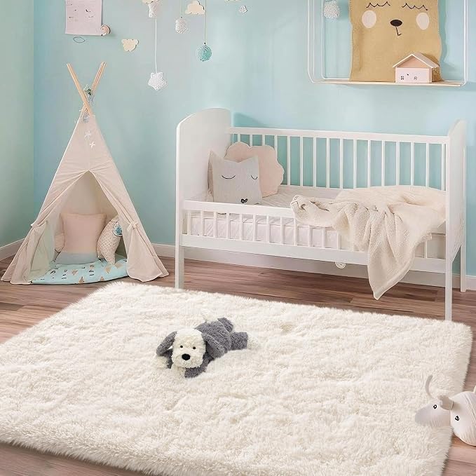Mugorn Small Soft Shag Rugs for Bedroom, 3x5 Fluffy Area Rugs for Living Room