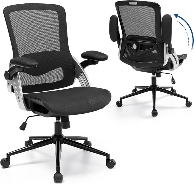 Fizzin Ergonomic Office Chair Mesh Computer Desk Chairs with 3D Armrests | Office Chair with Adjustable Lumbar Support, 90°-125° Tilt, Wide Mesh Seat Swivel Task Chair for Home Office