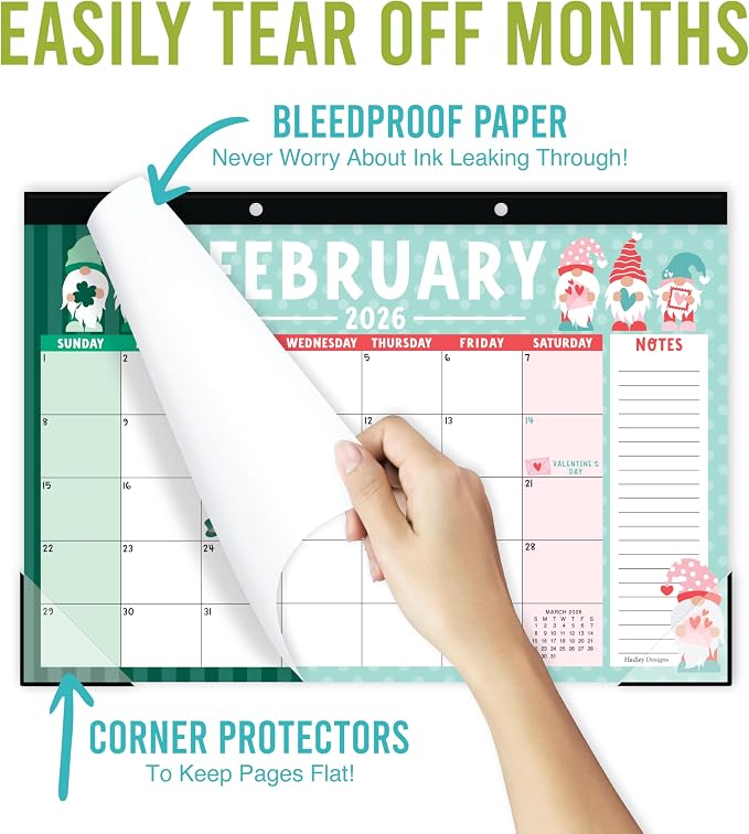 Hadley Designs Large Teacher Desk Calendar 2026-2027 - Desktop Calendar 2026, 18-Month Desk Calendars for Home, Office & Classroom, Cute Classroom Must Haves, Back to School Teacher Gifts