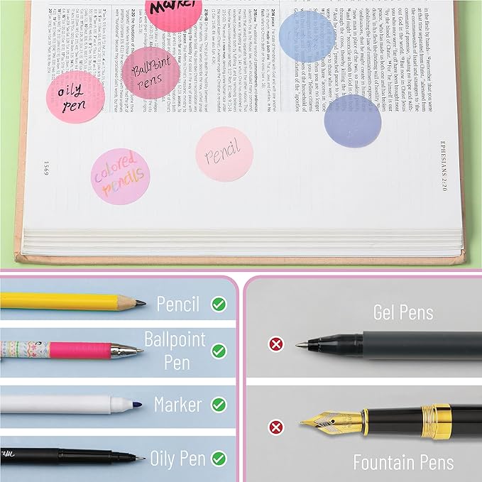 Mr. Pen- Transparent Sticky Note Set, 560Sheets, Colorful, Round Transparent Sticky Notes Set, Stocky Notes for Bible Journaling