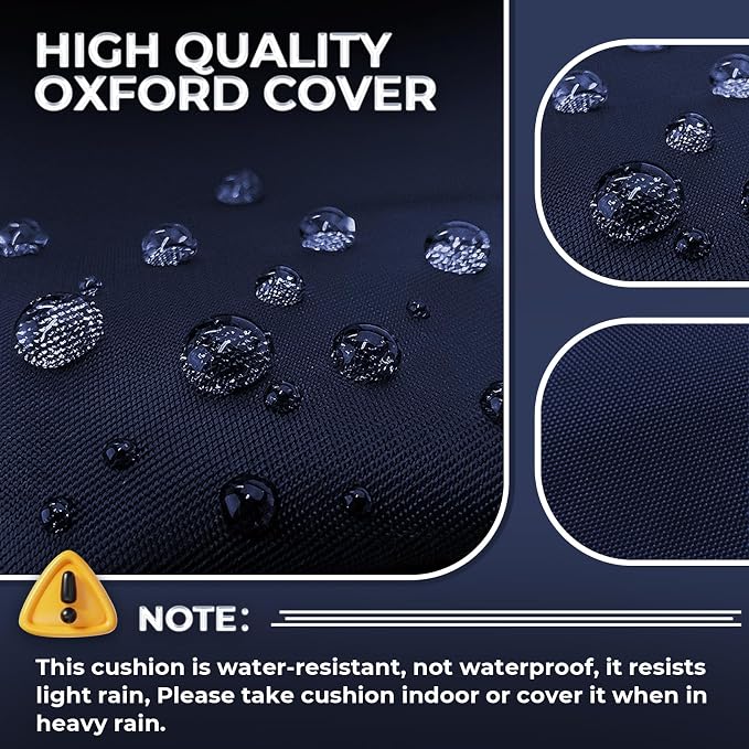 Waterproof Outdoor Chaise Lounge Chair Cushion 74.4 x 22 x 4.7 Inches Memory Foam Lounge Chair Cushions Replacement for Outdoor Furniture with Ties, Thickened Pool Lounge Chair Cushions, Blue