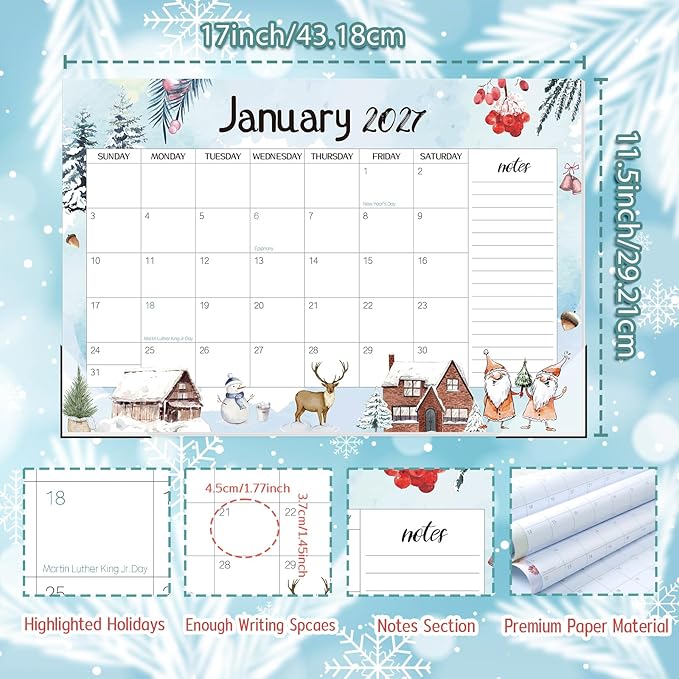 Guasslee Desk Calendar 2026-2027, School Year Calendar 2026, 19-Month Desk/Wall Calendar, 2026 Jun - 2027 Dec, 17" X 11.5" Monthly Planner With Corner Protectors, Thick Paper For Home Office