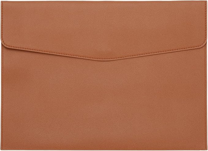 PATIKIL PU Leather A4 File Folder, Document Holder Filing Organizer Portfolio Envelope Folder Case with Snap Closure for Letter Receipt Style 2, Brown