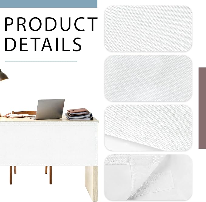48" Under Desk Privacy Panel White Self-Adhesive Modesty Panel 600D Heavy Duty Desk Skirt Privacy Divider for Office Home or Standing Workstation Concealer Shield