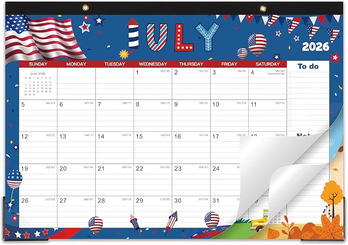 2026-2027 Desk Calendar - July 2026 - December 2027, 2026-2027 Calendar, 17" x 12", 18 Months Calendar, Seasonal Desktop Calendar, Notes Section