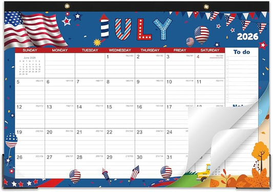 2026-2027 Desk Calendar - July 2026 - December 2027, 2026-2027 Calendar, 17" x 12", 18 Months Calendar, Seasonal Desktop Calendar, Notes Section
