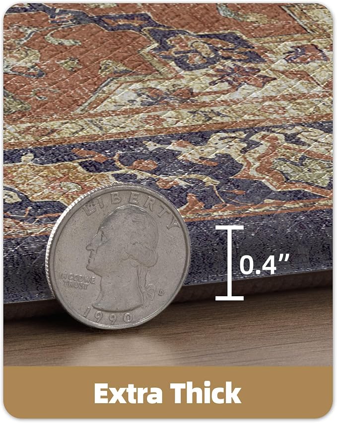 Color&Geometry Kitchen Mat 24x87 Faded Vintage Anti Fatigue, Warm Coral | 0.4in Cushion Standing Mat For Cooking/Working/Laundry, Boho Decor, Non Slip PVC Kitchen Rug, Oil/Water Proof, Anti Slip