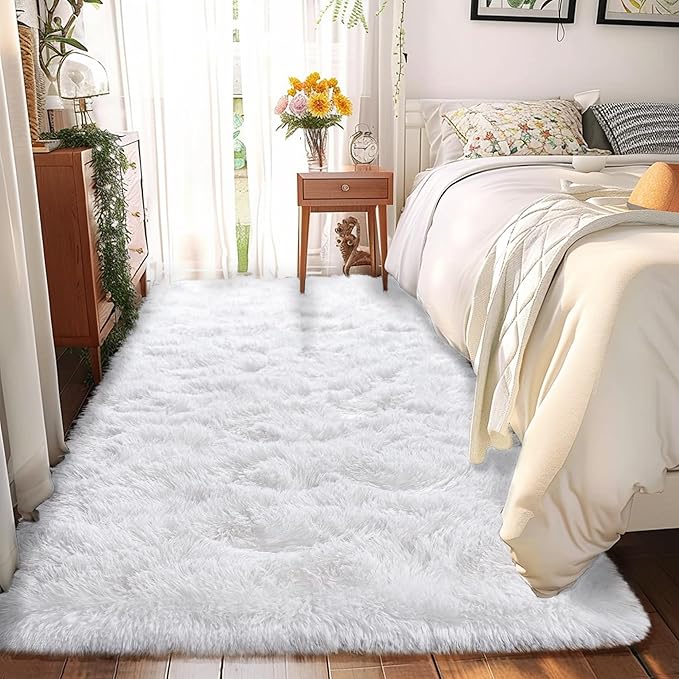 Awaytail 8x10 Carpet Fluffy Rug for Living Room - Large Nursery Thicked Fuzzy Plush Rug for Bedroom 8x10 Area Rugs White