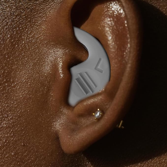 Noise Reduction Silicone Tips with Carrying Case, Reusable for Sleeping, Studying, Concerts, and Travel, Gray Pair (Left + Right)