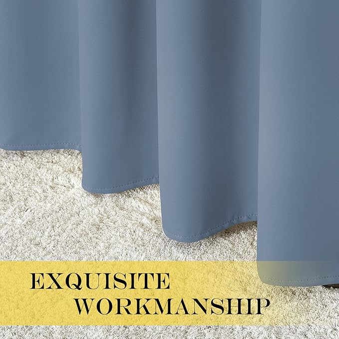 NICETOWN Blackout Room Divider Curtains for Sliding Glass Doors 102 Inches Long 1 Panel, Extra Wide Curtains for Doorway Patio Bedroom Living Room (Stone Blue, 80Wx102L, 1 Panel)