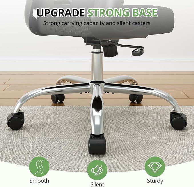 Office Chair Ergonomic Desk Chair, 330LBS Capacity, High Back Computer Chair for Long Hours Comfortable, Rolling Swivel Executive Task Chair for Home Office with Flip-up Armrests, Black Black-Chrome