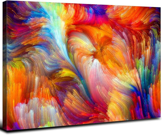 Bright Colorful Abstract Wall Art Graffiti Picture Wall Decor for Living Room Bedroom Watercolor Multicolor Canvas Prints Painting Aesthetic Poster Boho Artwork Guest Room Home Decorations 16x24”