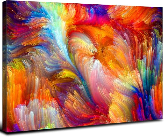 Large Colorful Abstract Wall Art Rainbow Wall Decor Modern Farmhouse Kitchen Decor Aesthetic Poster Watercolor Fluid Canvas Prints Painting Contemporary Artwork Bedroom Hallway Home Decorations 24x36”