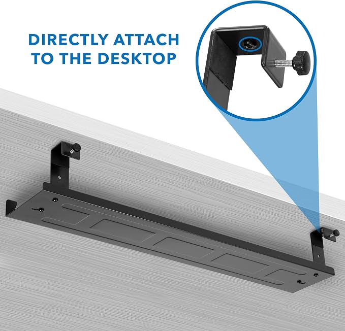 Mount-It! Premium Under Desk Cable Management Tray – 23" Heavy-Duty Steel Cable Tray & Cord Basket for Standing Desk & Home Office, Secure Crossbar or Screw Mount Wire Organizer (Black)